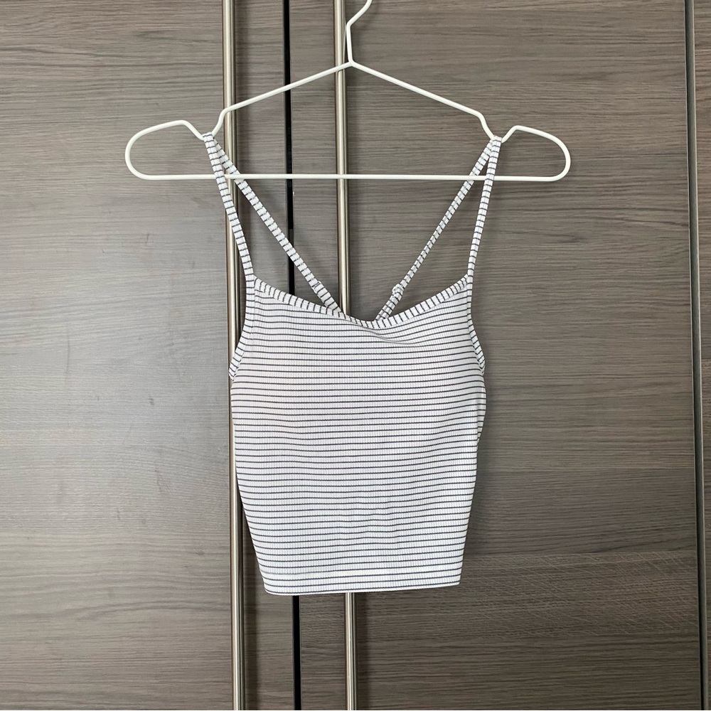 Striped White and Black Cami Tank Top